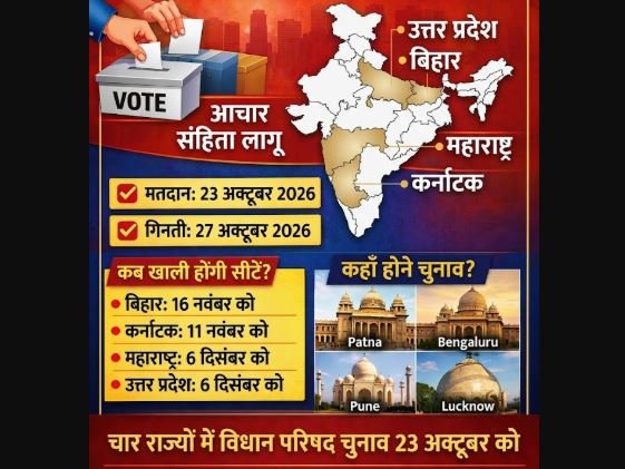 UP-बिहार समेत चार राज्यों में विधान परिषद चुनाव का ऐलान, 23 अक्टूबर को मतदान